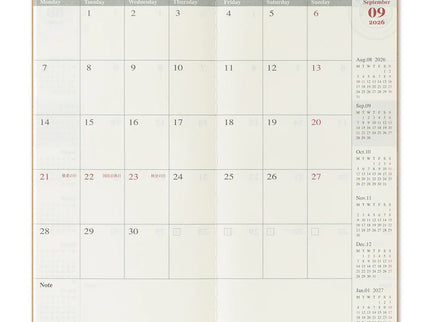 TRAVELER's notebook Refill - Regular Size - 2026 Monthly - ColorSwatch