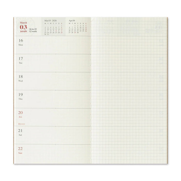 TRAVELER's notebook Refill - Regular Size - 2026 Weekly - ColorSwatch