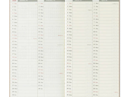 TRAVELER's notebook Refill - Regular Size - 2026 Weekly Vertical - ColorSwatch