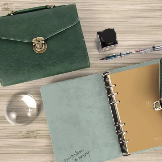 Briefcase Diary de 6 Anillos - Verde