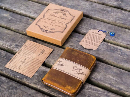 Zippered Leather 10 Pen Case - Brown - ColorSwatch