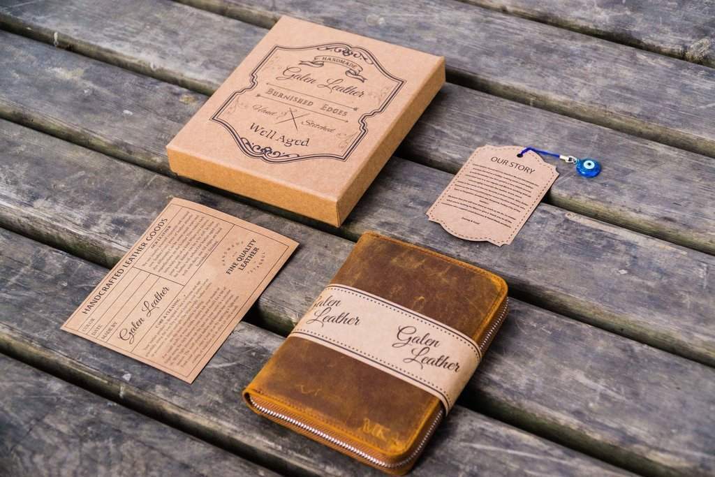 Zippered Leather 10 Pen Case - Brown - ColorSwatch