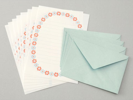 Set de Cartas y Sobres - Flores Azul