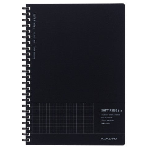 Biz Soft Ring Notebook A5 - 50 Hojas - Cuadrícula - Negro