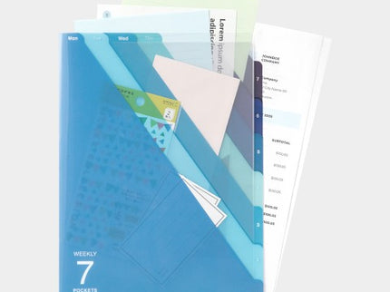 Folder de 7 Compartimentos A4 - Lineas Azul