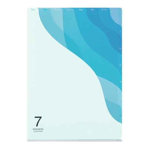 Folder de 7 Compartimentos A4 - Olas Azul