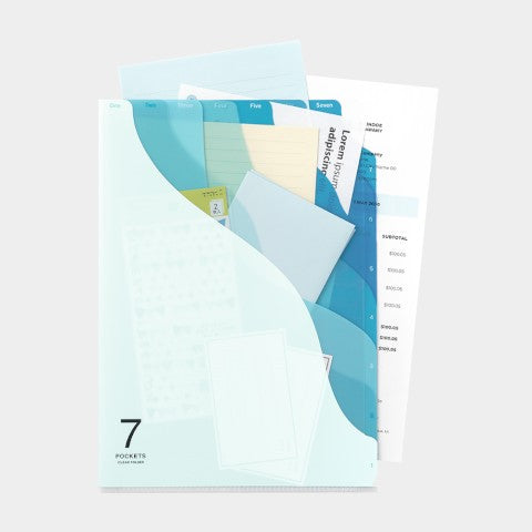 Folder de 7 Compartimentos A4 - Olas Azul