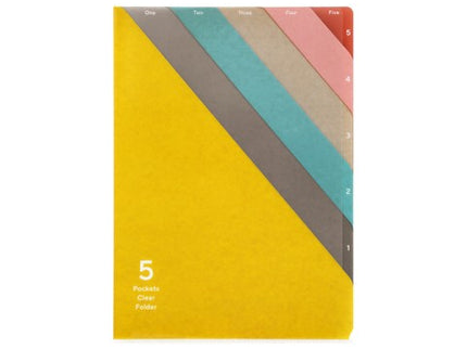 Folder de 5 Compartimentos A4 - Lineas Amarillo