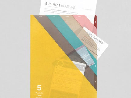 Folder de 5 Compartimentos A4 - Lineas Amarillo