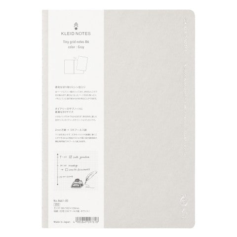 Cuaderno B6 - Cuadrícula mini 2mm - Gris