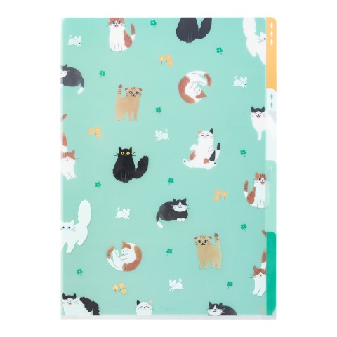 Folder de 3 Compartimentos A4 - Gatos Verde