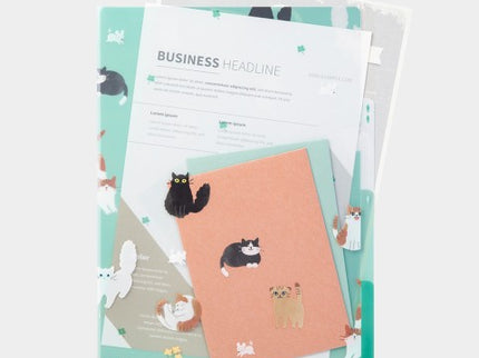 Folder de 3 Compartimentos A4 - Gatos Verde