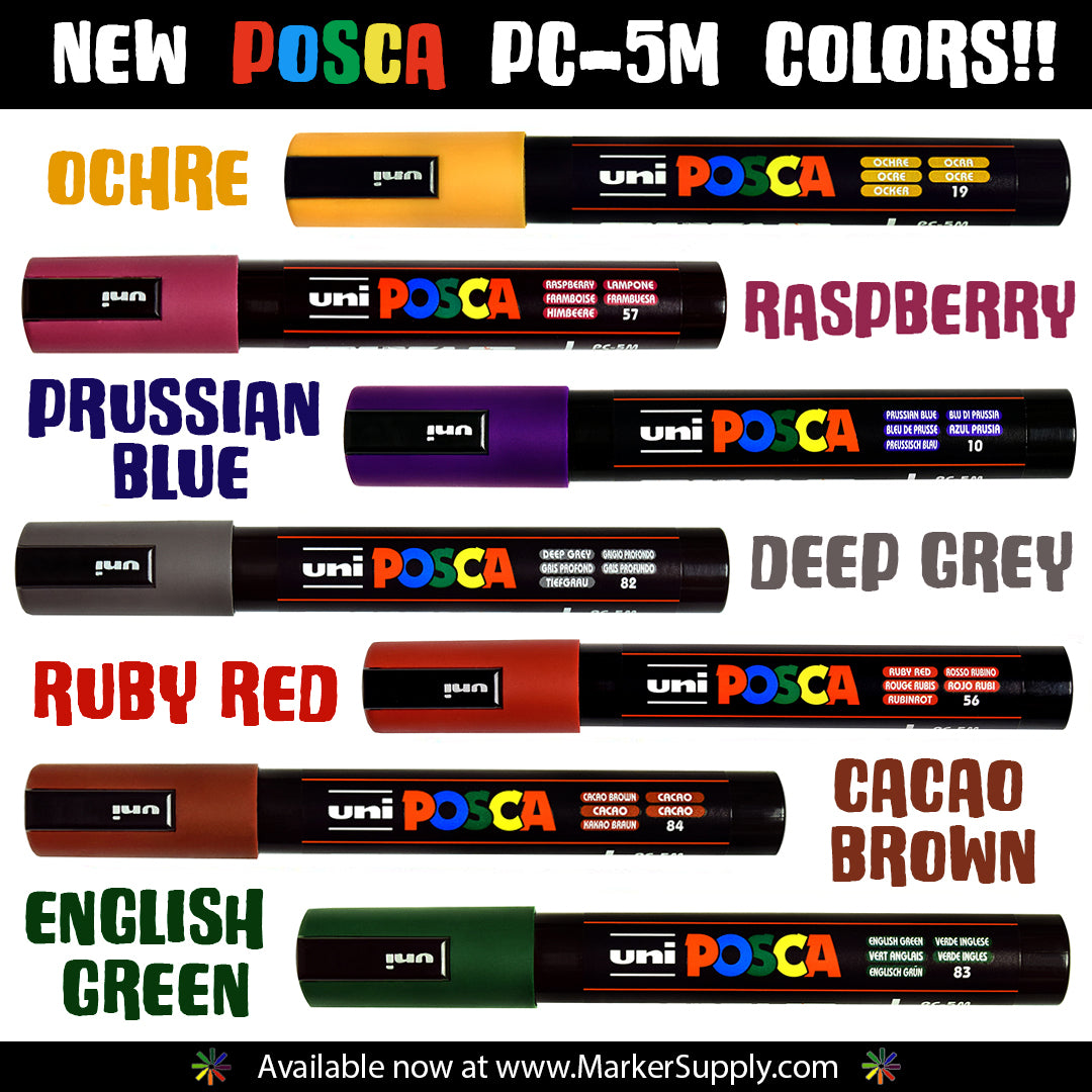 Posca - Juego de marcadores de pintura acrílica (8 colores medianos, PC-5M,  versión 2 (PC5M8SET)