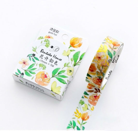 Washi Box +foil - Flores Naranja