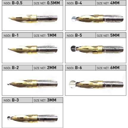Dip Pen Nibs - B 1.0mm - Set 2