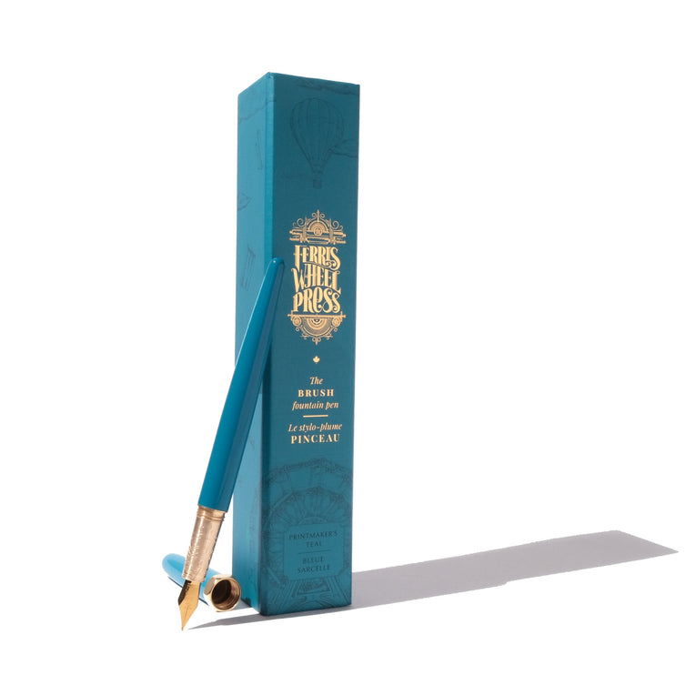 Brush Fountain Pen - Paintmaker's Teal - F - Punta Bañada en Oro