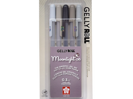Gelly Roll Moonlight 0.6 - Set de 5 - Escala de Grises