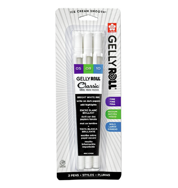 Gelly Roll Set 3 Blancos - 0.5, 0.8 y 1.0