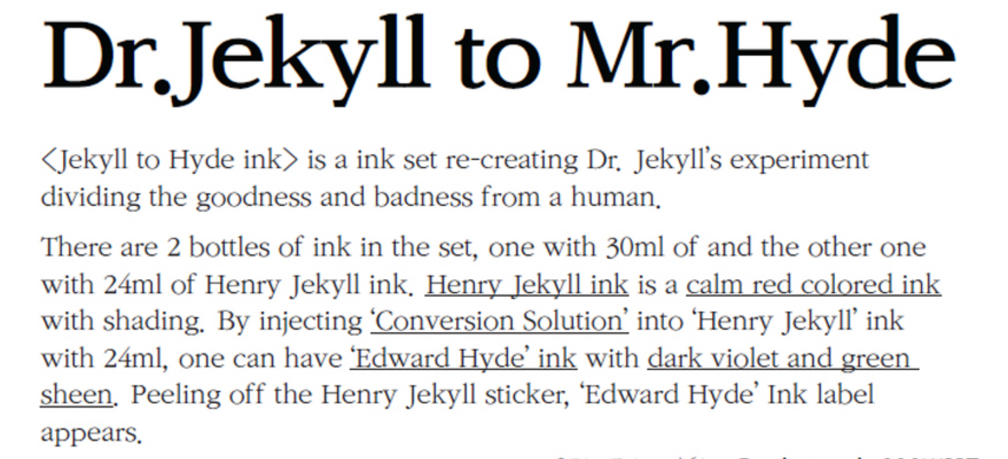 Dr. Jeckyll to Mr. Hyde - Set de Tintas