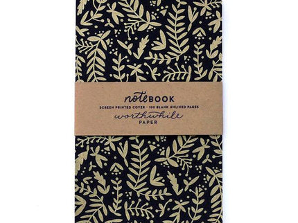 Cuaderno  -  Nature Pattern - Gold on Black