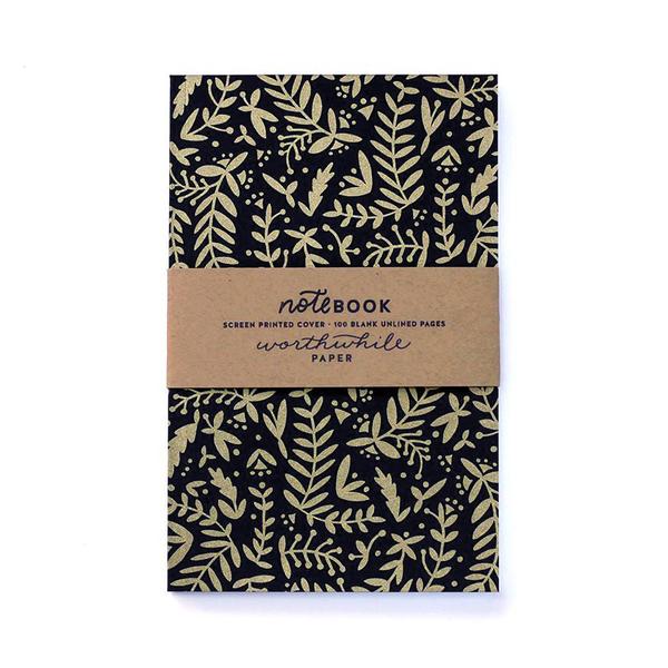 Cuaderno  -  Nature Pattern - Gold on Black