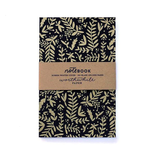 Cuaderno  -  Nature Pattern - Gold on Black