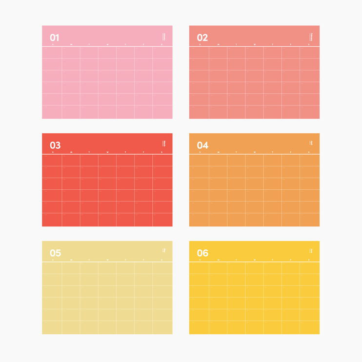 Calendario de Pared SIN FECHAS - POKETO - ColorSwatch