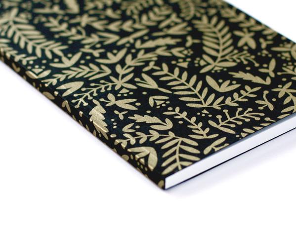 Cuaderno - Nature Pattern - Gold on Black - ColorSwatch