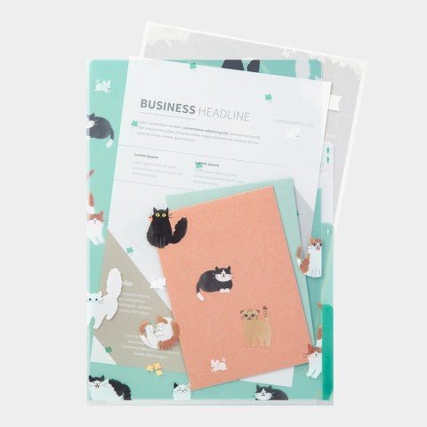 Folder de 3 Compartimentos A4 - Gatos Verde - ColorSwatch