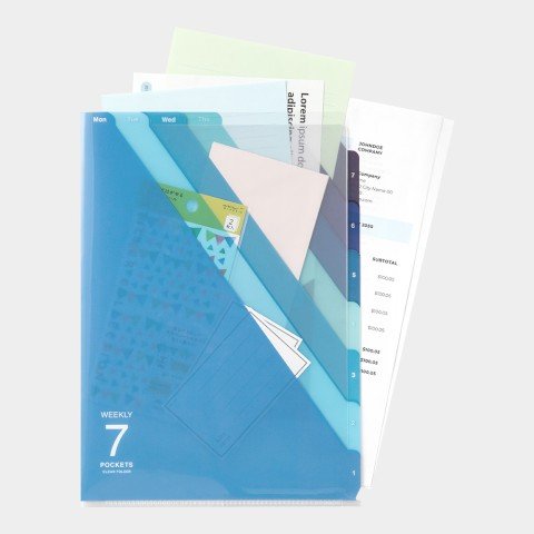 Folder de 7 Compartimentos A4 - Lineas Azul - ColorSwatch