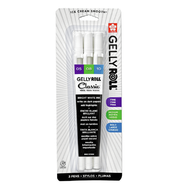 Gelly Roll Set 3 Blancos - 0.5, 0.8 y 1.0 - ColorSwatch