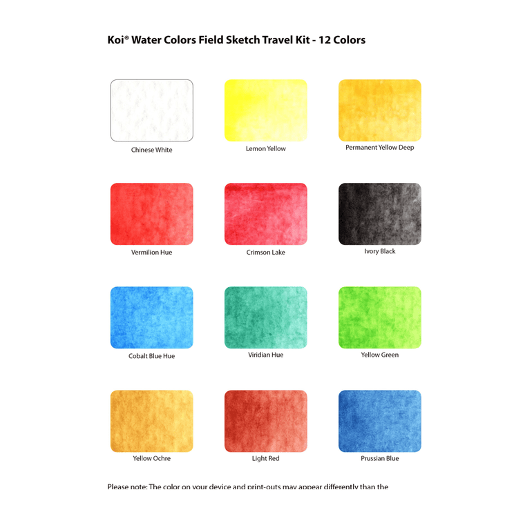 Koi Acuarelas - Pocket Field Set 12 - Clásicos - ColorSwatch