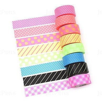 Masté - Set de 8 Washi Tapes - Neon - ColorSwatch