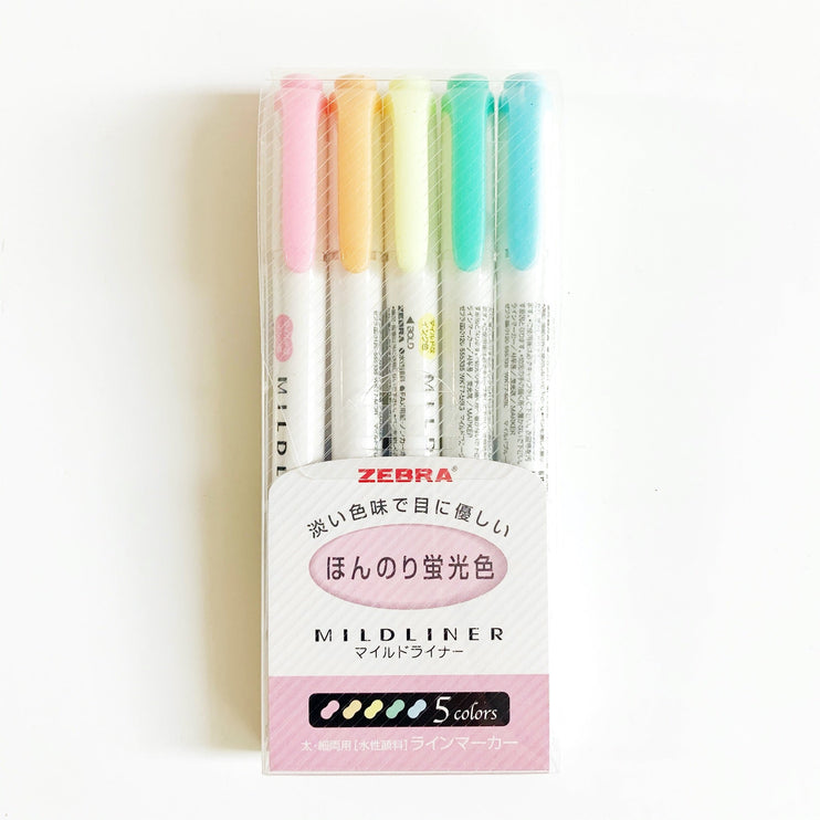 Mildliner - Set 5 - Mild and Fluorescent - ColorSwatch
