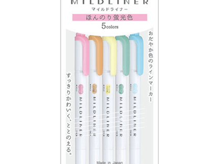 Mildliner - Set 5 - Mild and Fluorescent - ColorSwatch