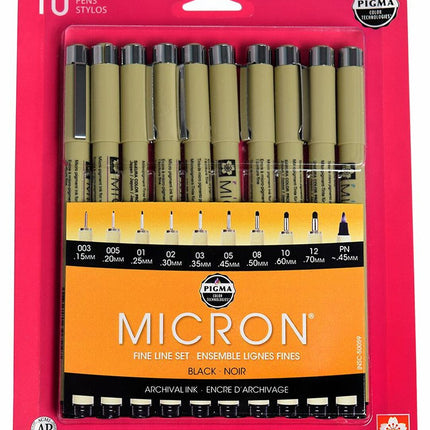 Pigma Micron - Set de 10 - ColorSwatch