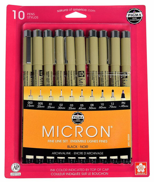 Pigma Micron - Set de 10 - ColorSwatch