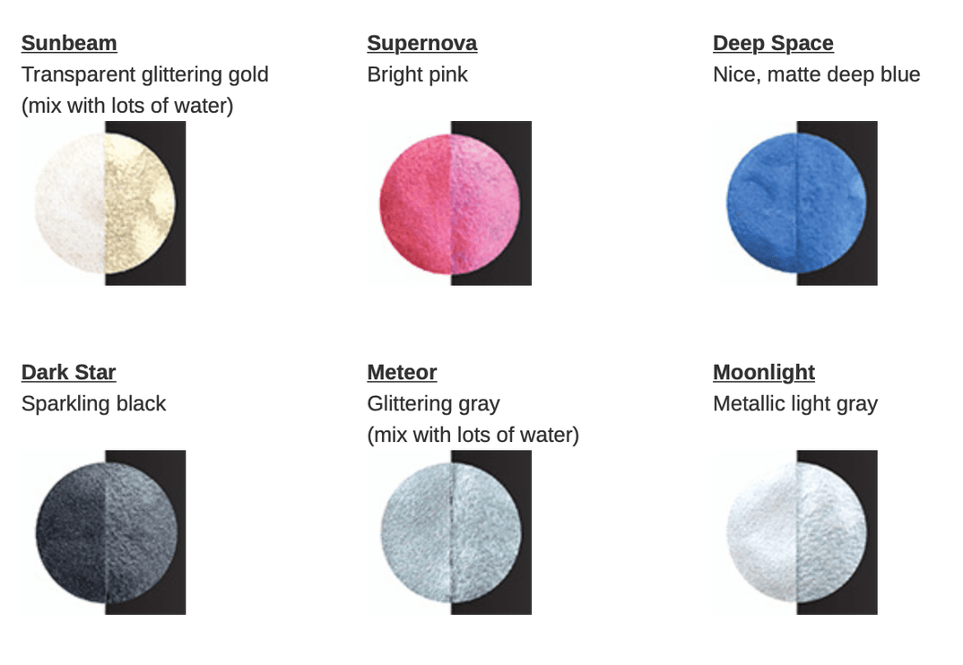 Set de 6 Acuarelas Perladas - Galaxy - ColorSwatch