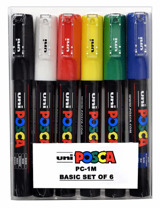 Set de 6 Posca PC - 1M - Basic - ColorSwatch